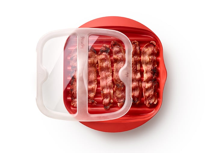 Nádoba na přípravu slaniny v mikrovlnné troubě, červená - Lékué