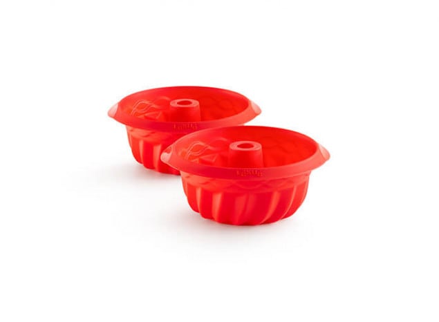 Silikonové pečící formy na menší bábovky 15 cm, 2 ks, červené - Lékué